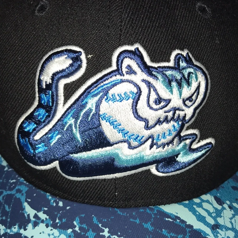 47 Brand West Michigan Whitecaps Snapback Hat Black Blue Marbled Brim One Size
